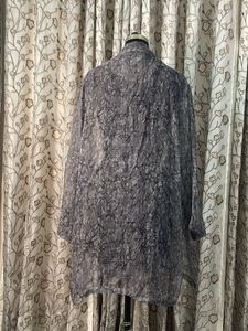 Stylish Grey Print Ethnic Gown