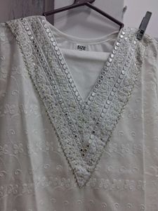 Elegant White Chikankari Kurta with pant
