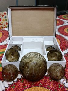 BLACK GLASS PUDDING SET