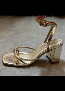 Gold Block Heel Sandals Aus 5