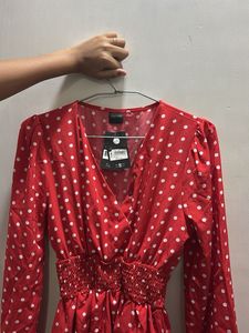 Red Polka Dot Midi Dress