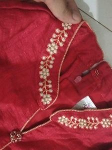 Elegant Red Embroidered Kurta Set