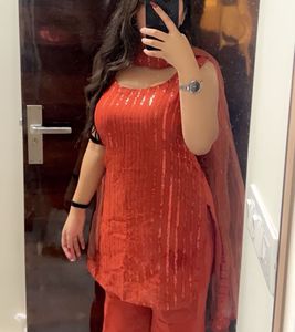 Red Sequin Kurta Set