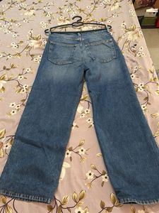 Washed Blue Denim H&amp;M Wide Leg Jeans
