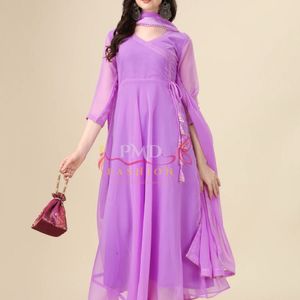 Elegant Purple Anarkali Kurta Set