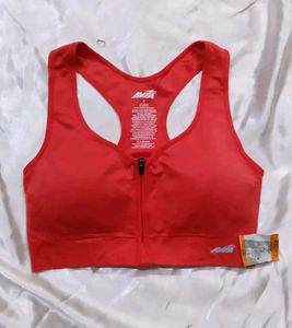 Red Sports Bra with Front Zipper