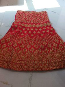 Red &amp; Gold Embroidered Lehenga and dupatta