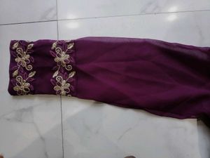 Elegant Embroidered Purple Gown
