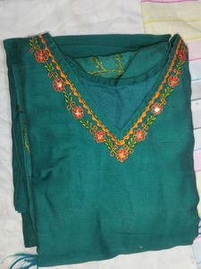 Green Embroidered Kurta