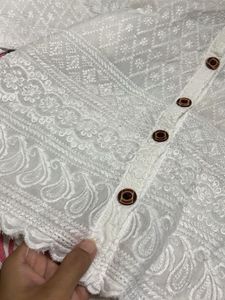 Elegant White Chikankari Top