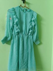 Ruffle Trim Mini Dress