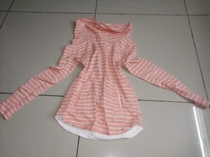 Cozy Striped Cowl Neck Top