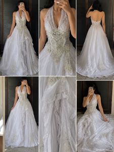 Stunning white halter neck gown