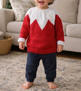 Adorable Baby Red & White Sweater