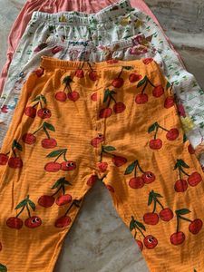 Cute Cherry Print Palazzo Pants (Set of 3)