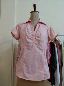 Chic Pink Short Sleeve Blouse