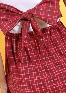 Red Plaid Button Front Mini Dress