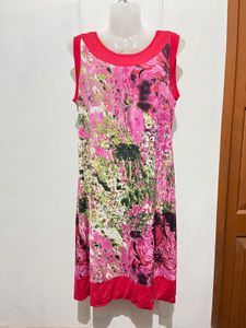 Length-40,,Floral Print Sleeveless Dress