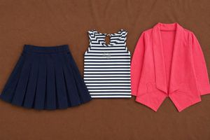 Pink and Navy Girl. Dress Set