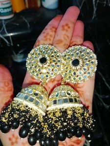 Big Jhumkas Available In Black Colour