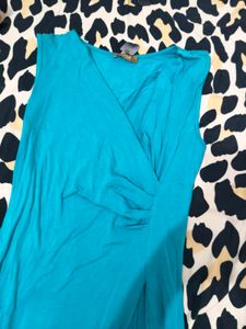 Stylish Teal V-Neck Wrap Dress
