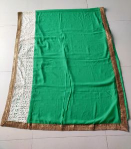Party Wear Saree With Chiken Work Wi Blouse