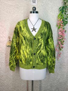 Zara Green &amp; Yellow Abstract Print Cardigan