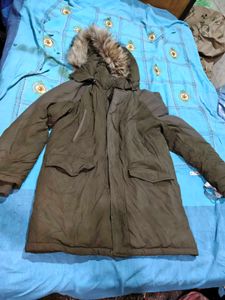 Olive Green Fur Hooded Winter Parka