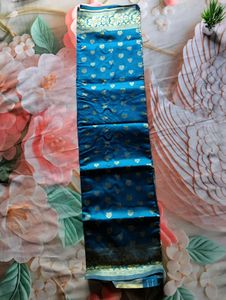 Stunning Blue Silk Saree with Gold Border