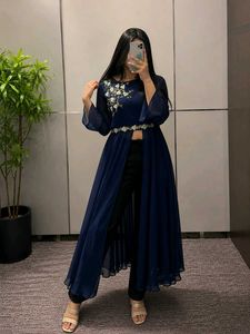 Elegant Navy Blue Embroidered Kurta