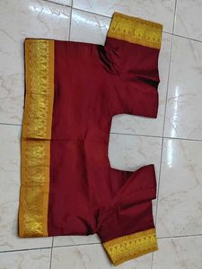 Maroon Silk Blouse with Gold Border