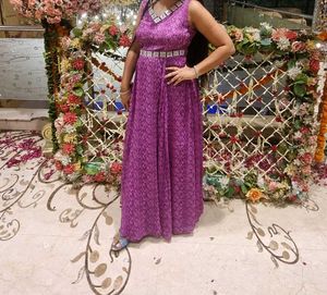 Elegant Purple Embroidered Gown