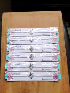 Silver Polish Designer Rakhi ( 6 Pec)