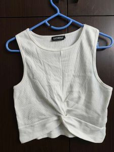 Sassafras White Twisted Crop Top