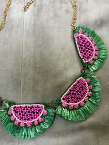 Watermelon Slice Beaded Necklace