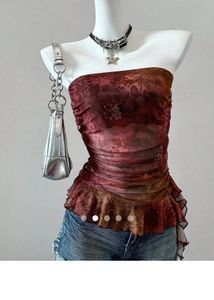 Ruffle Tube Top - Maroon