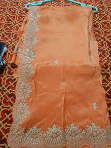Rust Orange Pure Silk Saree