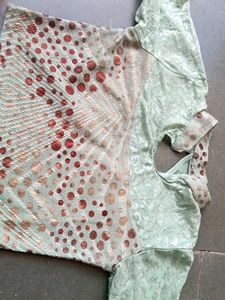 Stylish Pastel Blouse with Metallic Dots
