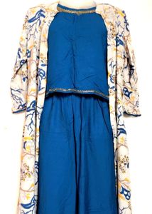 Blue Kurta Set with Shrug( Completely New)