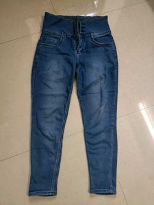 High Waisted Blue Denim Jeans