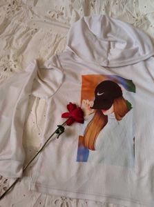 White Hoodie with Graphic Print