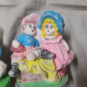 COMBO 2 Clay Idols Figurines Decorative Accessories Gift Showpiece Home Decor Clay Art Clay Dolls Matir Putul Disney Cartoon Decor Table Decor Romantic Love Decor Gifts For Couple