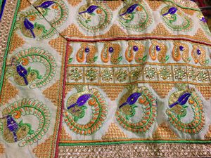 Beautiful Blue Saree with Peacock Embroidery