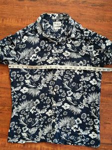 Navy Floral Short Sleeve Button-Up Shirt