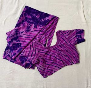 Purple Tie-Dye Saree with Blouse