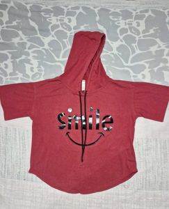 Cute Smile Graphic Cropped Hoodie Crop top