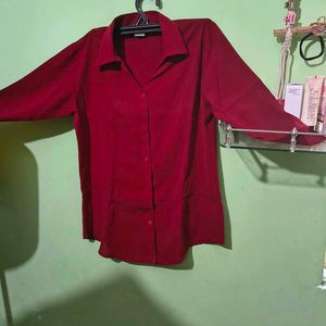 Stylish Maroon Button-Up Shirt