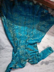 Banarasi Long flaired turquoise kurti