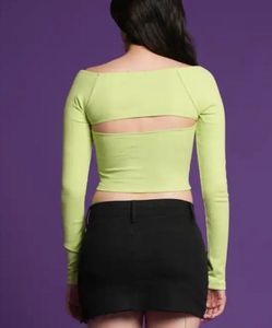 Sage/lime Green Ribbed Square-Neck Cropped Top