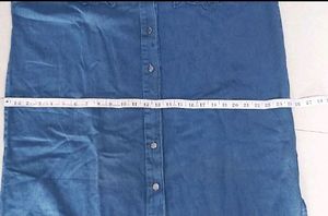 Blue Denim Long Kurti With Embellishment